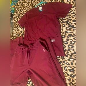 Maroon scrub SET. Scrubzone Size small top. Landau bottoms size s/m